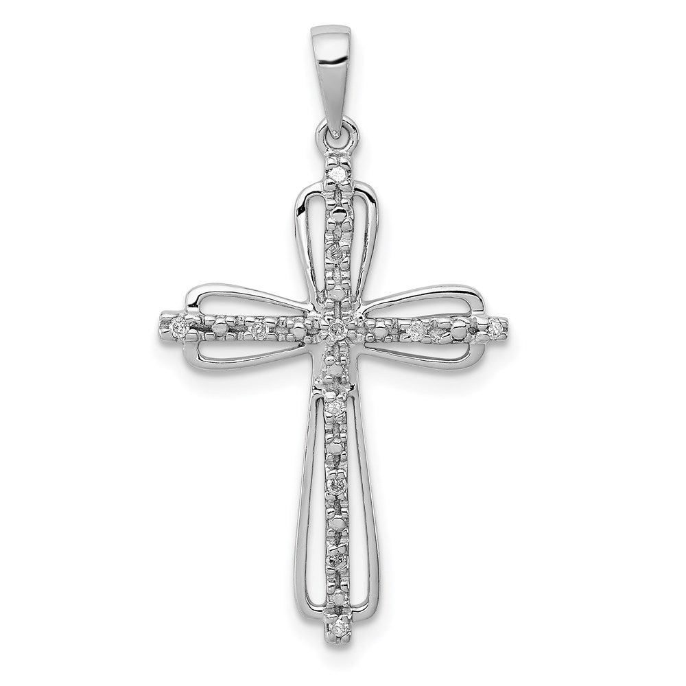 Sterlingsilber Rhodiniert Diamant Kreuz Anhänger
