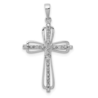 Sterlingsilber Rhodiniert Diamant Kreuz Anhänger