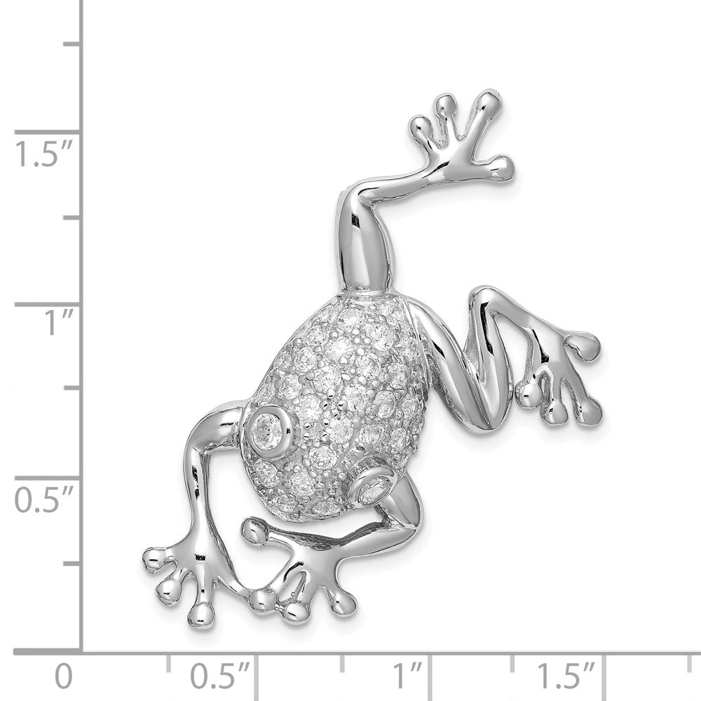 Sterlingsilber Rhodiniert Zirkonia Frosch Brosche