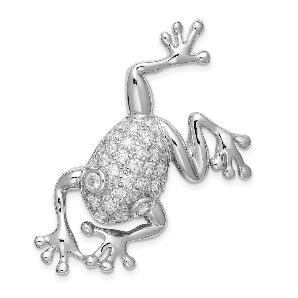 Sterlingsilber Rhodiniert Zirkonia Frosch Brosche