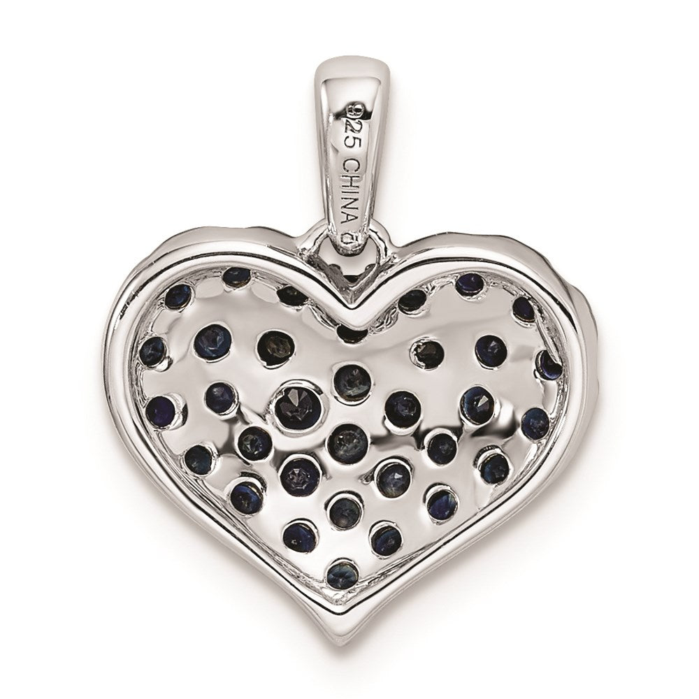 Sterlingsilber Rhodium Diamant. & Saphir Herz Anhänger
