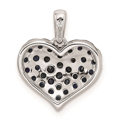Sterlingsilber Rhodium Diamant. & Saphir Herz Anhänger