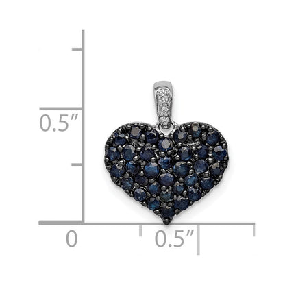 Sterlingsilber Rhodium Diamant. & Saphir Herz Anhänger