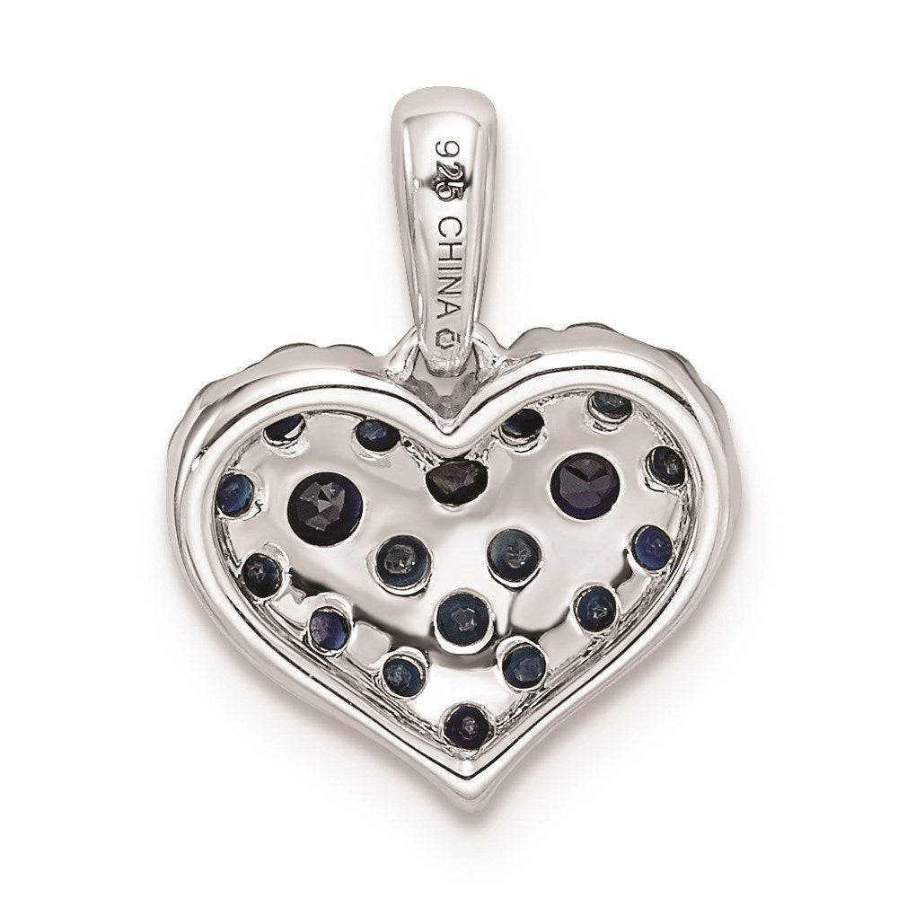 Sterlingsilber Rhodium Diamant. & Saphir Herz Anhänger