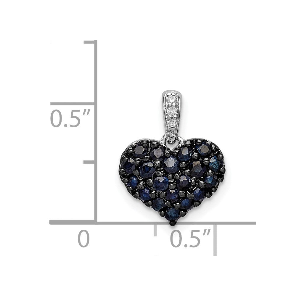 Sterlingsilber Rhodium Diamant. & Saphir Herz Anhänger