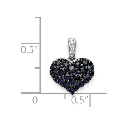 Sterlingsilber Rhodium Diamant. & Saphir Herz Anhänger