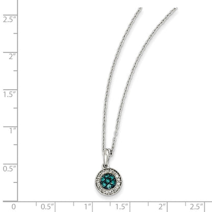 Sterlingsilber-Anhänger mit weißen und blauen Diamanten