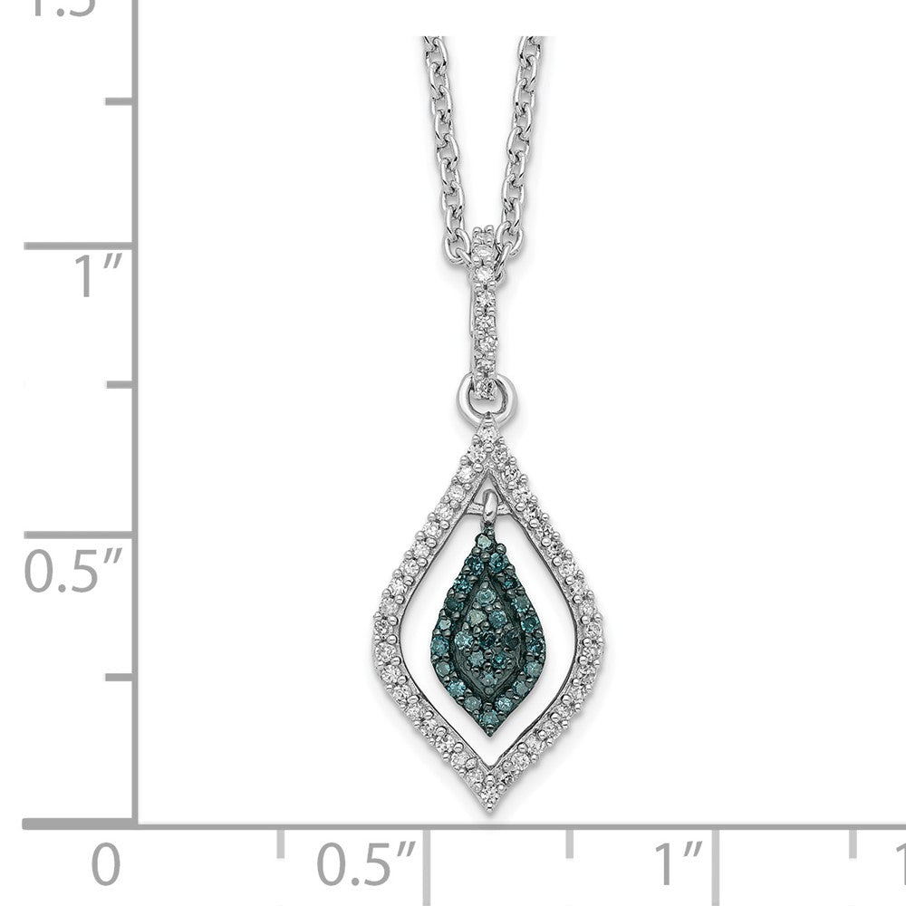 Sterlingsilber Weiß Nacht Rhodiniert Blau und Diamant 18 Zoll Halskette mit 2 Verlängerung