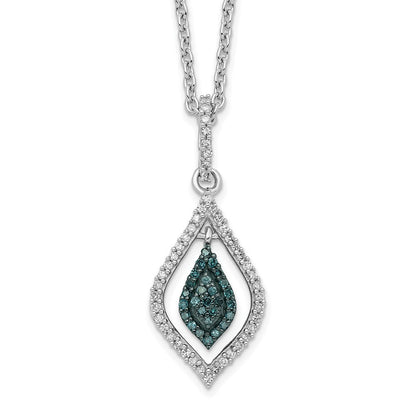 Sterlingsilber Weiß Nacht Rhodiniert Blau und Diamant 18 Zoll Halskette mit 2 Verlängerung