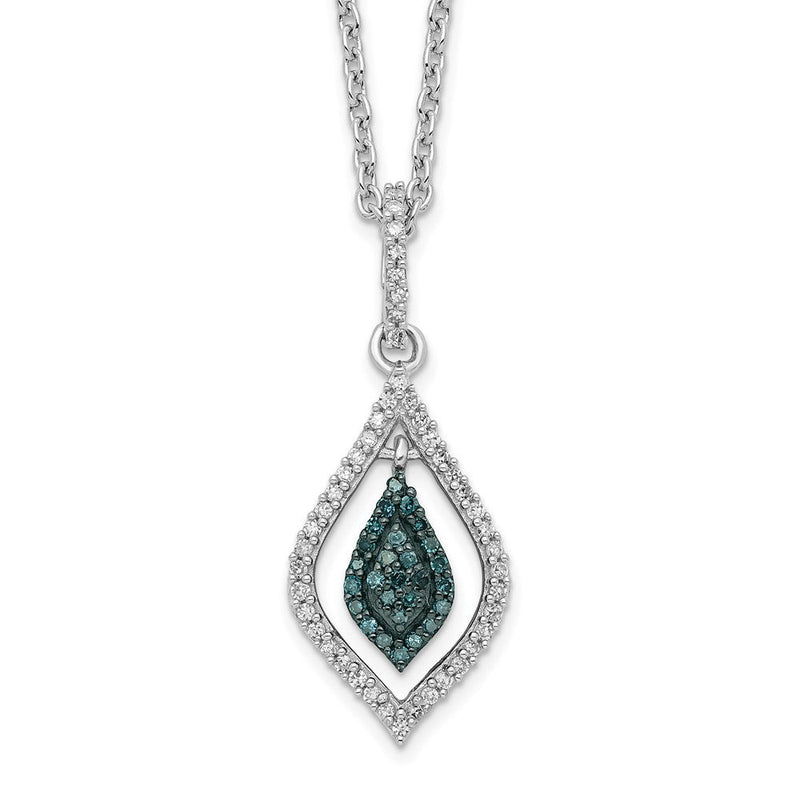 Sterlingsilber Weiß Nacht Rhodiniert Blau und Diamant 18 Zoll Halskette mit 2 Verlängerung