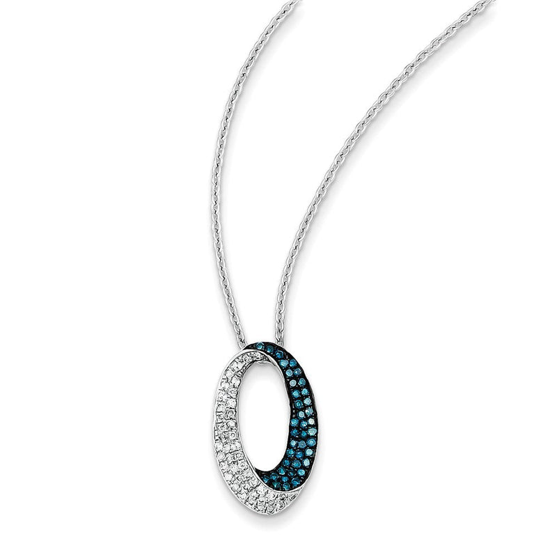 Sterlingsilber-Anhänger „Offenes Oval“ mit weißen und blauen Diamanten