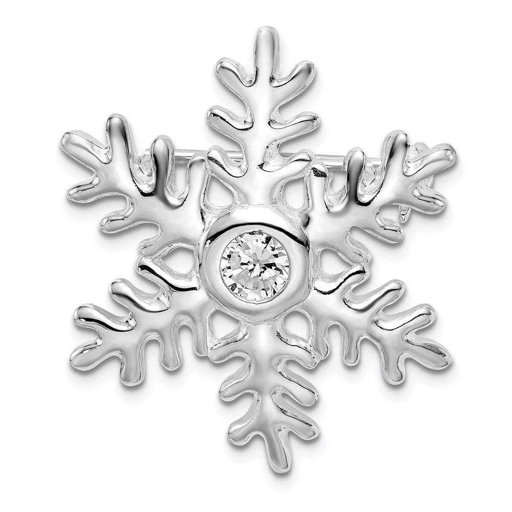 Sterlingsilber Rhodiniert Zirkonia Schneeflocke Brosche
