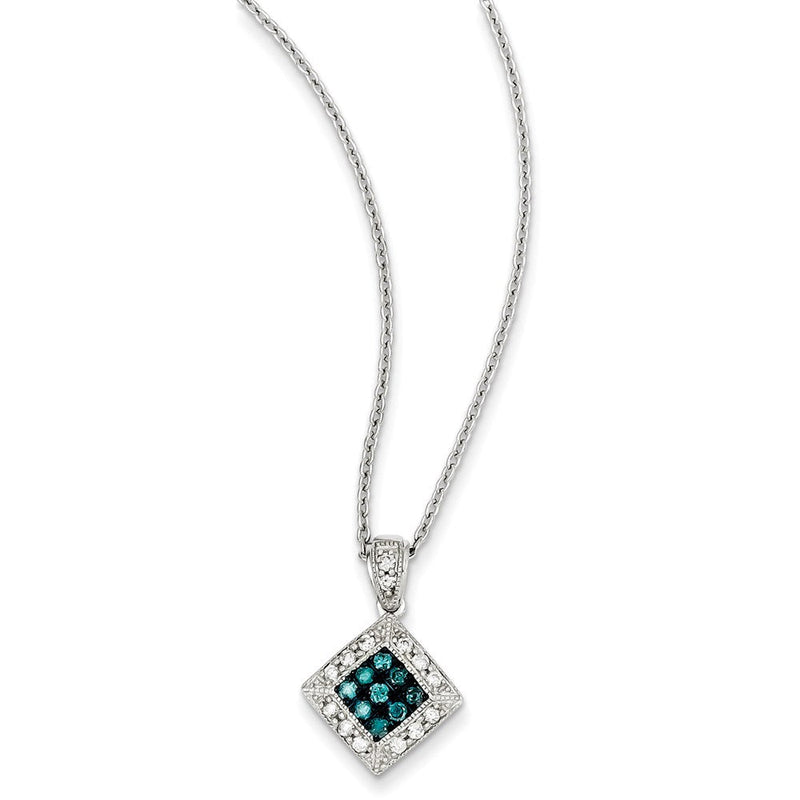 Anhänger mit weißen & blauen Diamanten aus Sterlingsilber