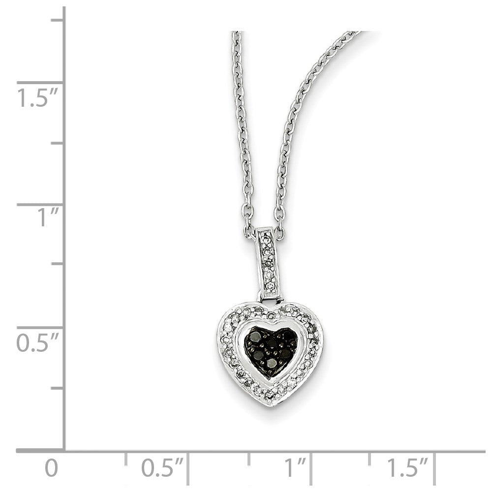 Sterlingsilber Schwarz Diamant Klein Herz Anhänger