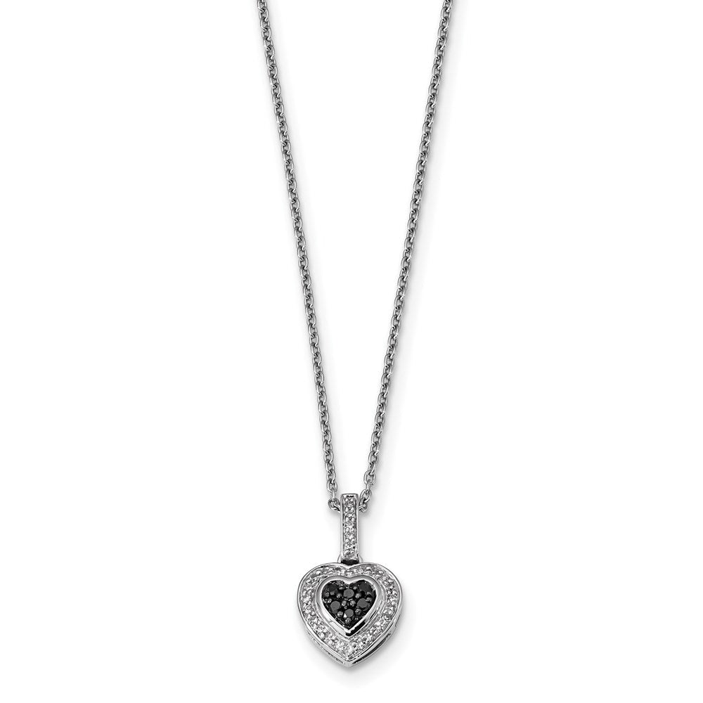 Sterlingsilber Schwarz Diamant Klein Herz Anhänger