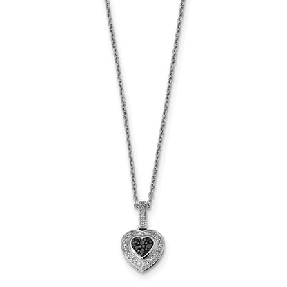 Sterlingsilber Schwarz Diamant Klein Herz Anhänger