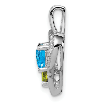 Rhodinierter Sterlingsilber-Anhänger mit Blautopas, Peridot und Diamant