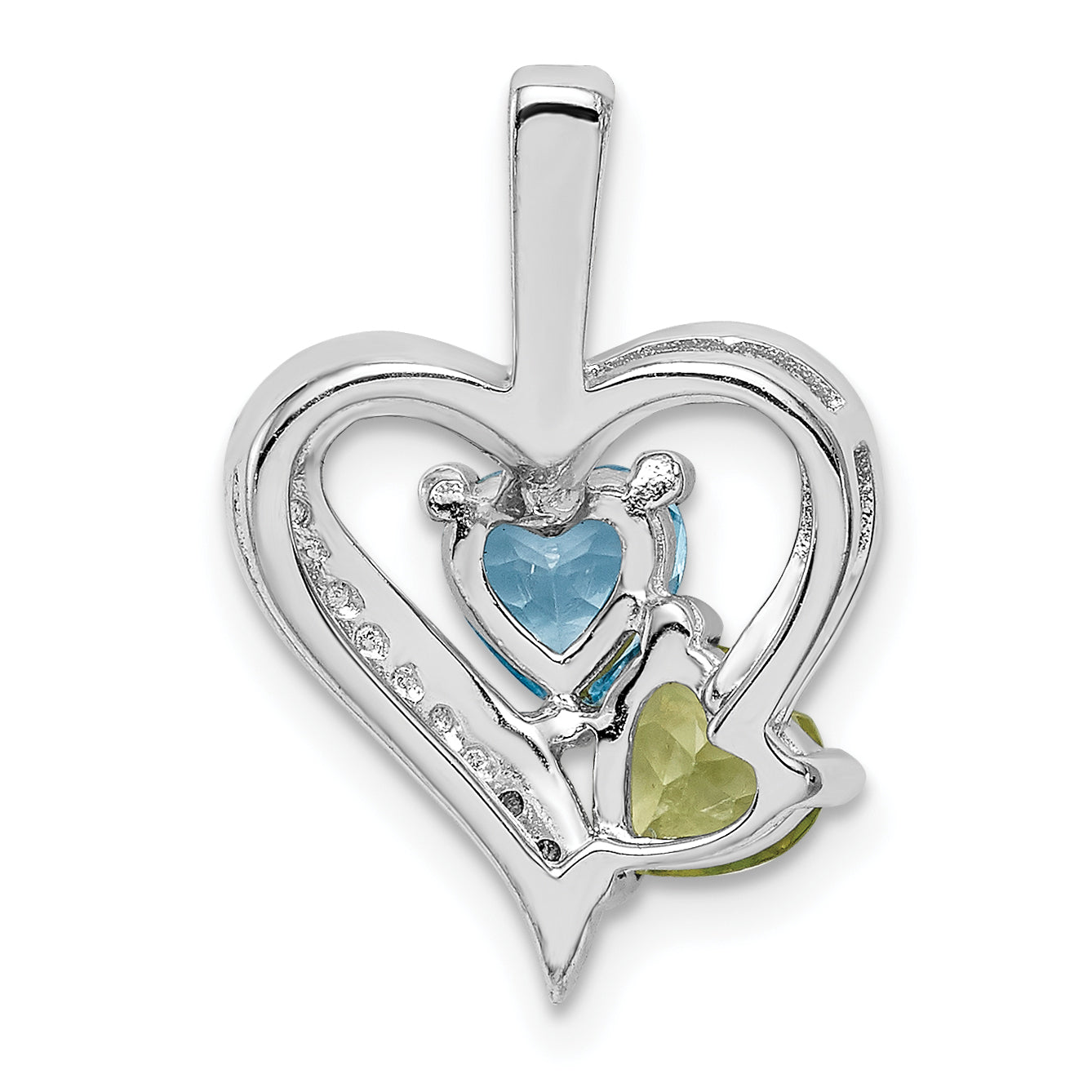 Rhodinierter Sterlingsilber-Anhänger mit Blautopas, Peridot und Diamant
