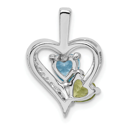 Rhodinierter Sterlingsilber-Anhänger mit Blautopas, Peridot und Diamant