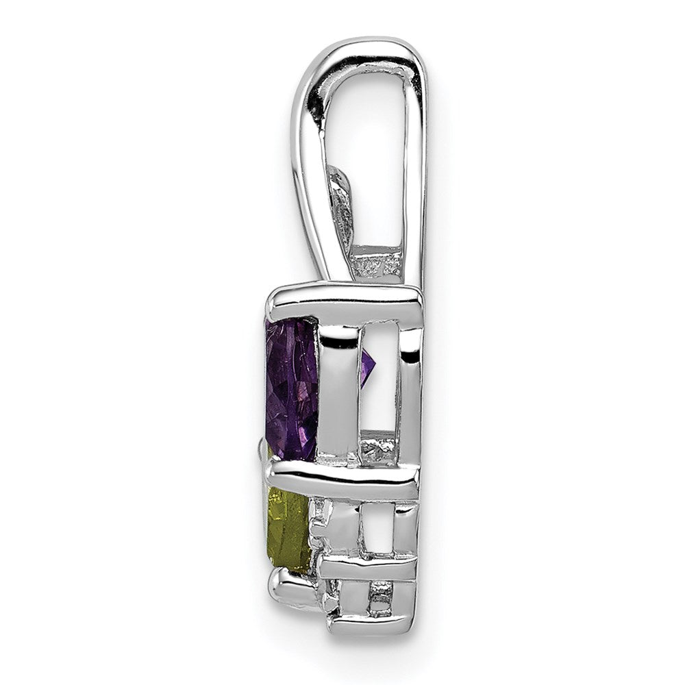Anhänger aus rhodiniertem Sterlingsilber mit Amethyst, Peridot und Diamant