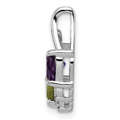 Anhänger aus rhodiniertem Sterlingsilber mit Amethyst, Peridot und Diamant