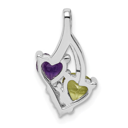 Anhänger aus rhodiniertem Sterlingsilber mit Amethyst, Peridot und Diamant