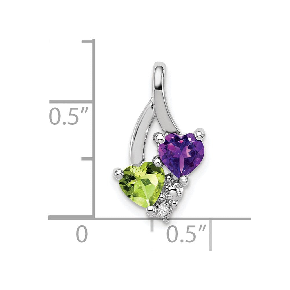 Anhänger aus rhodiniertem Sterlingsilber mit Amethyst, Peridot und Diamant