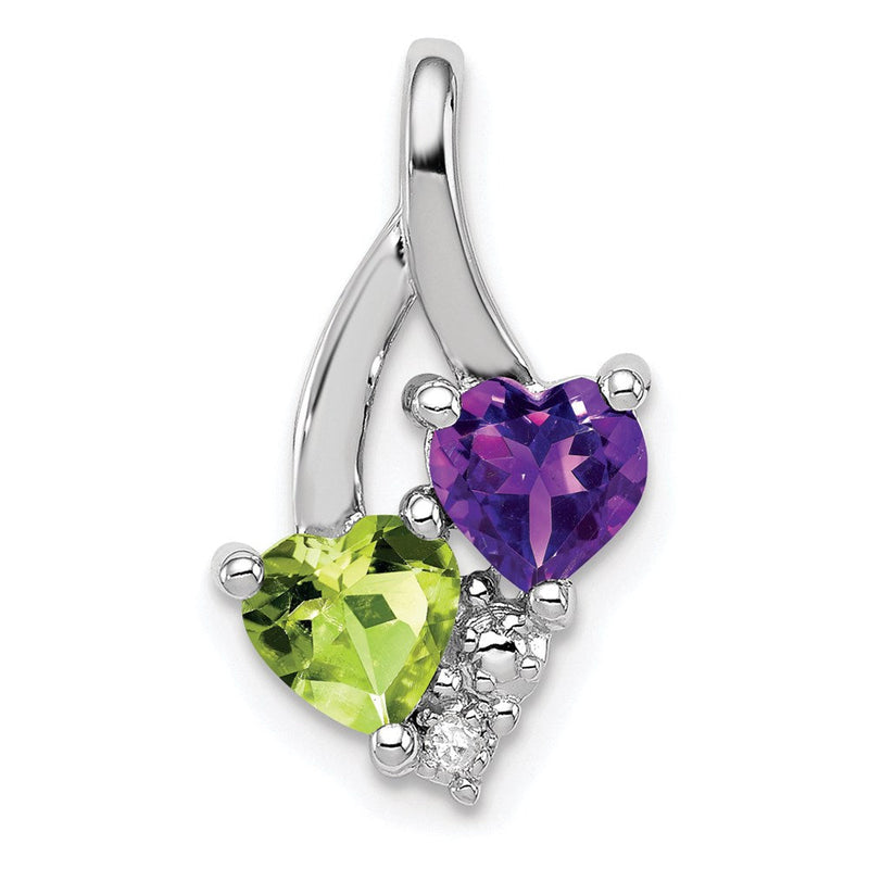 Anhänger aus rhodiniertem Sterlingsilber mit Amethyst, Peridot und Diamant