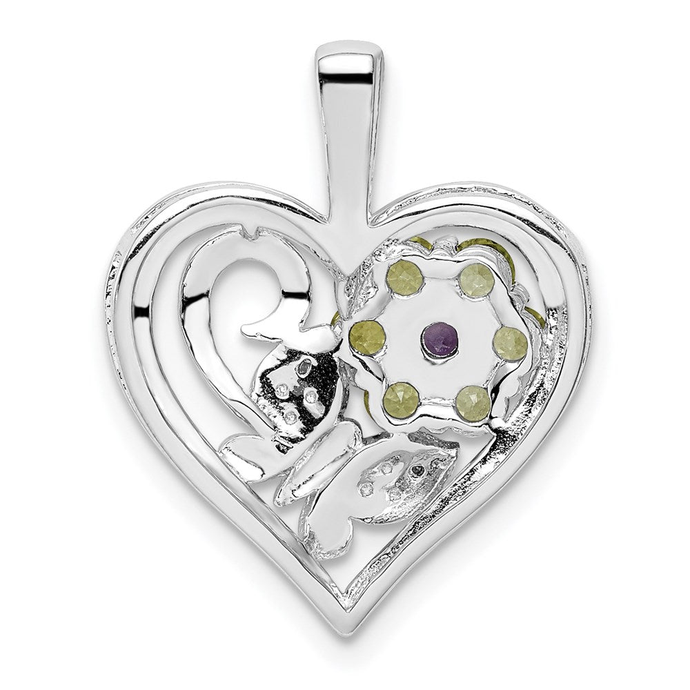 Sterlingsilber-Anhänger, rhodiniert, mit Amethyst, Peridot und Diamant