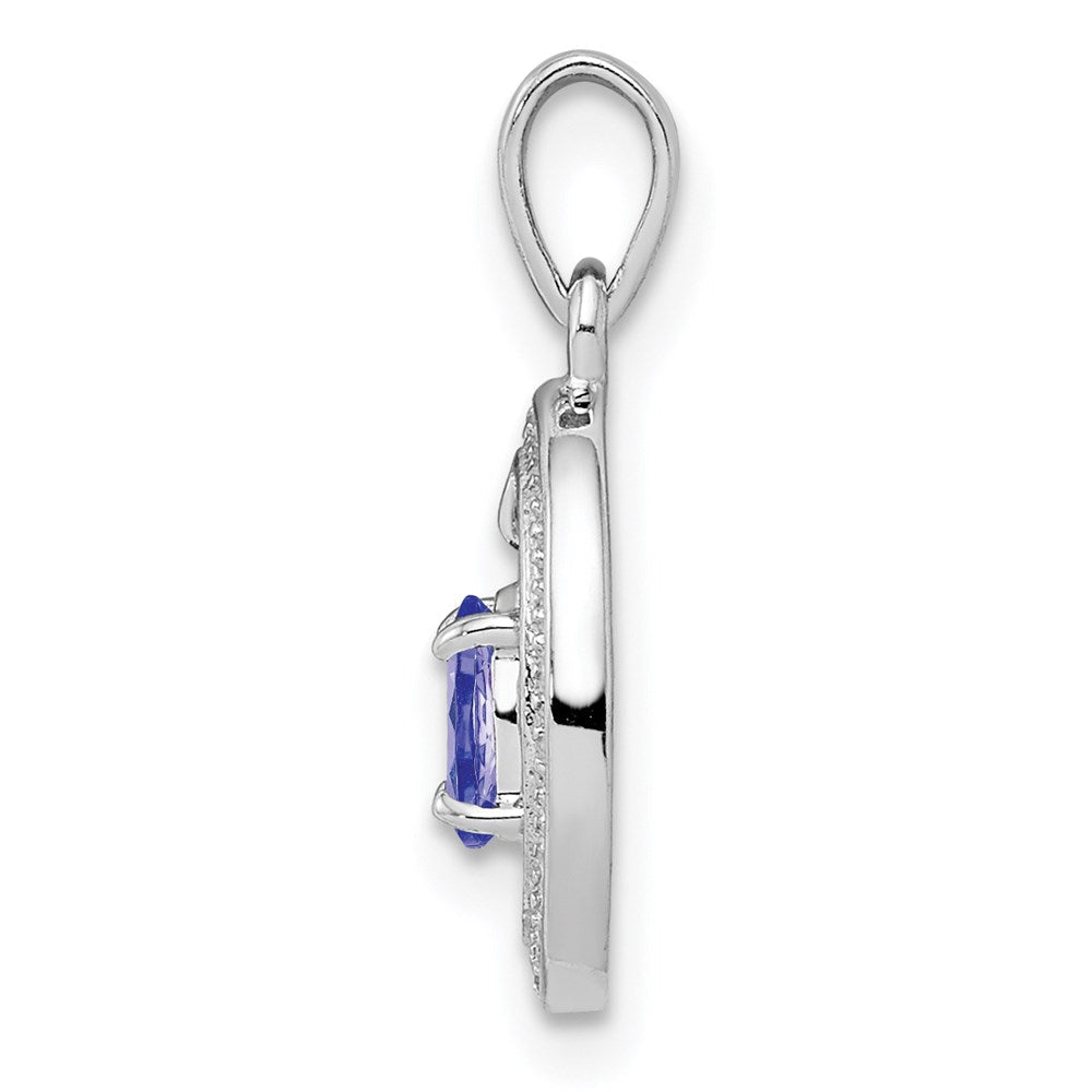 Sterlingsilber Rhodiniert Diamant und Tansanit Oval Anhänger