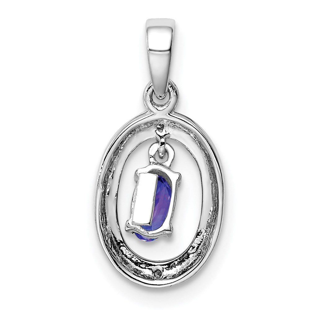 Sterlingsilber Rhodiniert Diamant und Tansanit Oval Anhänger