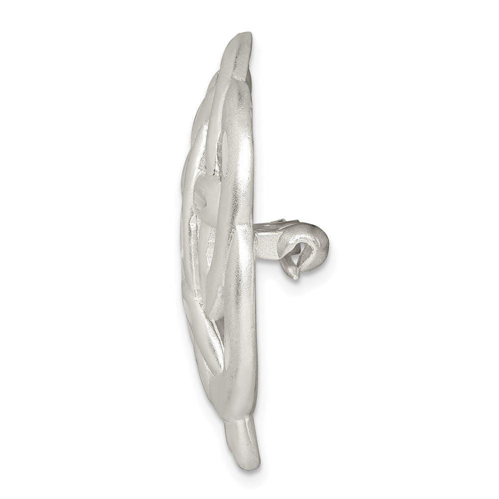 Sterlingsilber Satiniert Finish Diamantiert Keltisch Knoten Brosche