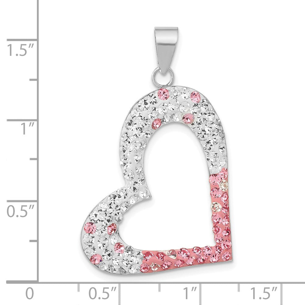 Sterlingsilber Rosa & Weiß Preciosa Kristall Herz Anhänger