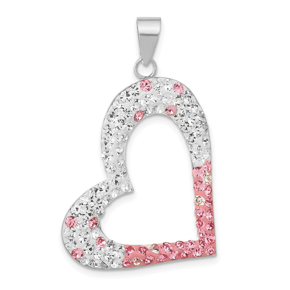 Sterlingsilber Rosa & Weiß Preciosa Kristall Herz Anhänger