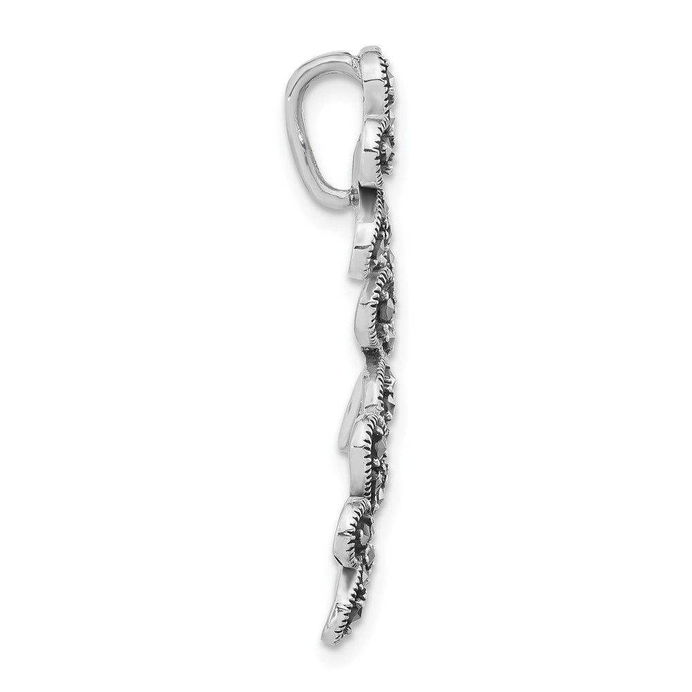 Sterlingsilber Antikisiert Markasit Blume Kette Anhänger