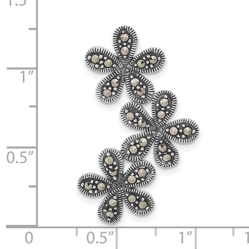 Sterlingsilber Antikisiert Markasit Blume Kette Anhänger