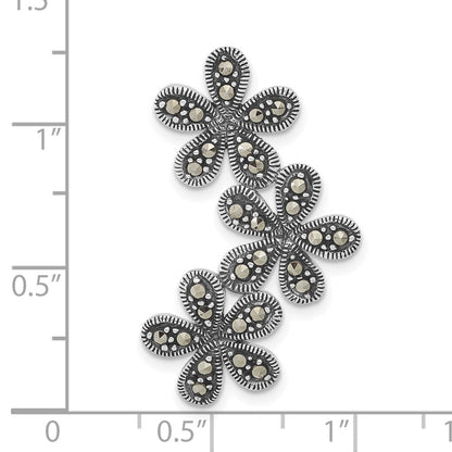 Sterlingsilber Antikisiert Markasit Blume Kette Anhänger