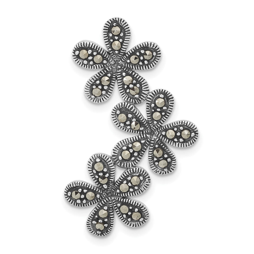 Sterlingsilber Antikisiert Markasit Blume Kette Anhänger