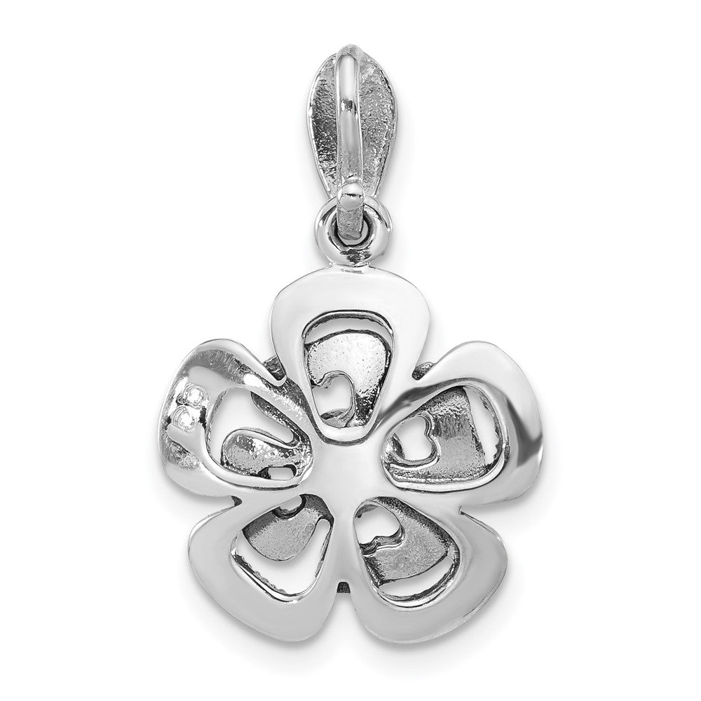 Sterlingsilber Poliert & Antikisiert Markasit Blume Anhänger
