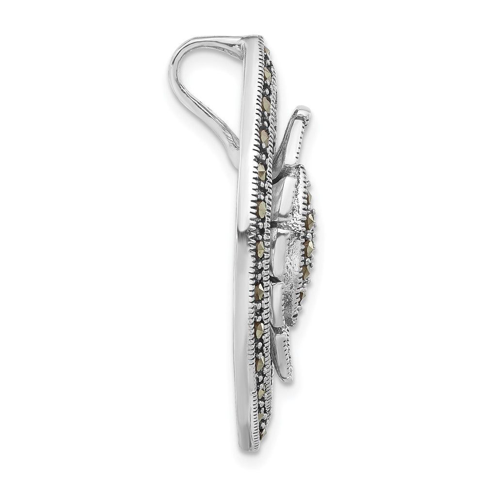 Sterlingsilber Antikisiert Markasit Marquise Form Kette Anhänger