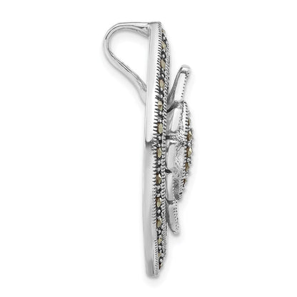 Sterlingsilber Antikisiert Markasit Marquise Form Kette Anhänger