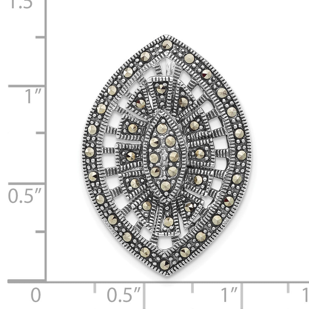 Sterlingsilber Antikisiert Markasit Marquise Form Kette Anhänger