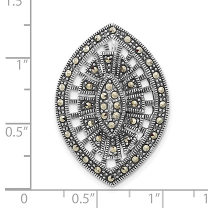 Sterlingsilber Antikisiert Markasit Marquise Form Kette Anhänger