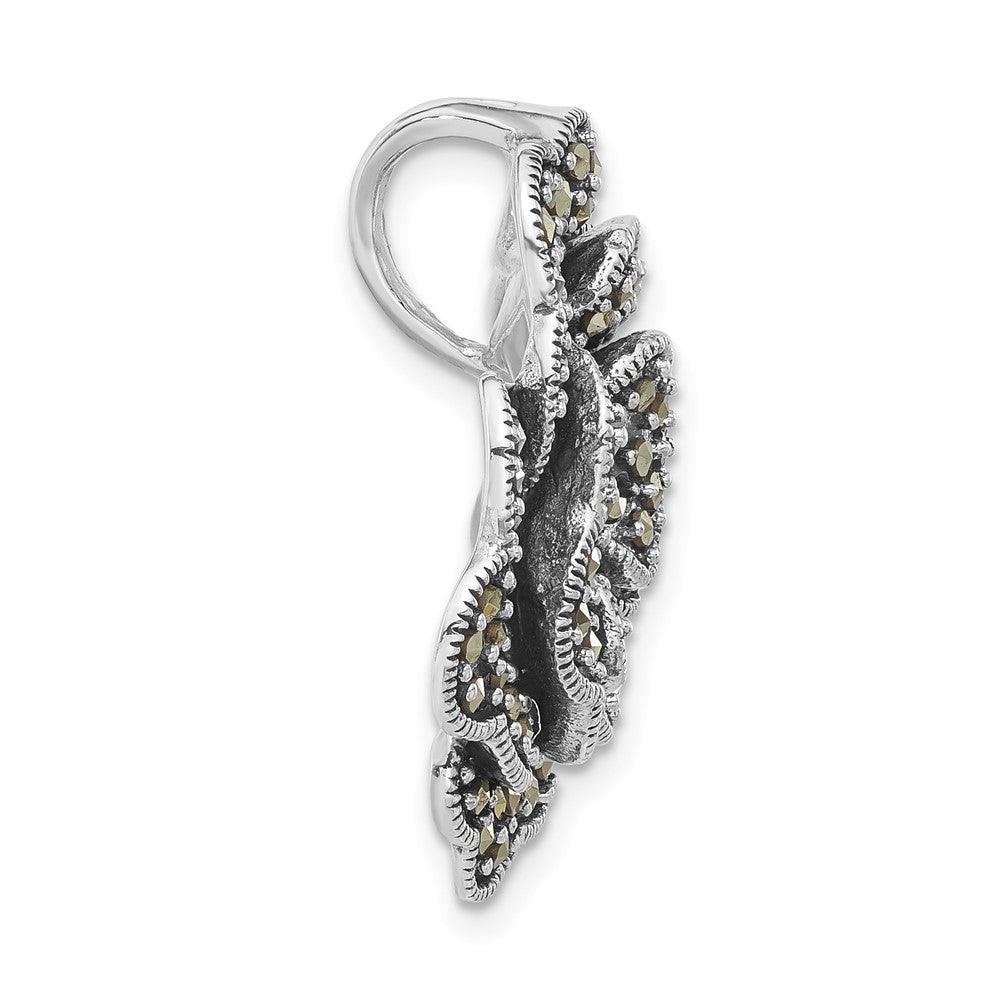 Sterlingsilber Antikisiert Markasit Blume Kette Anhänger