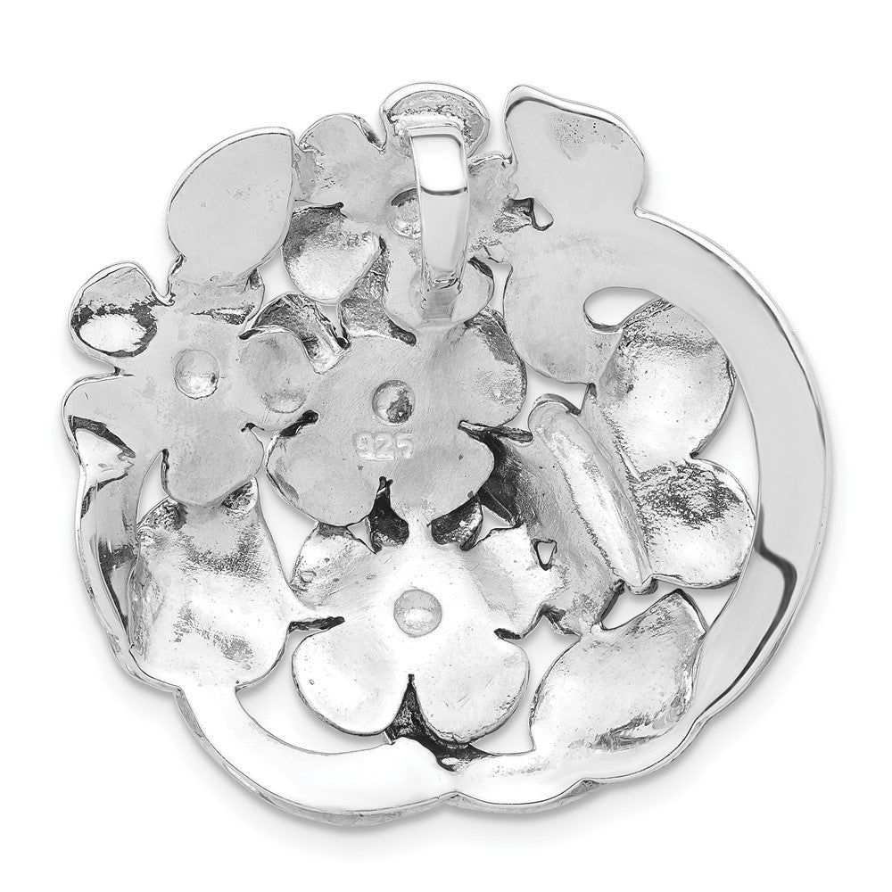 Sterlingsilber Antikisiert Markasit Blumen & Schmetterling Anhänger
