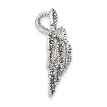 Sterlingsilber Antikisiert Markasit Blume Kette Anhänger