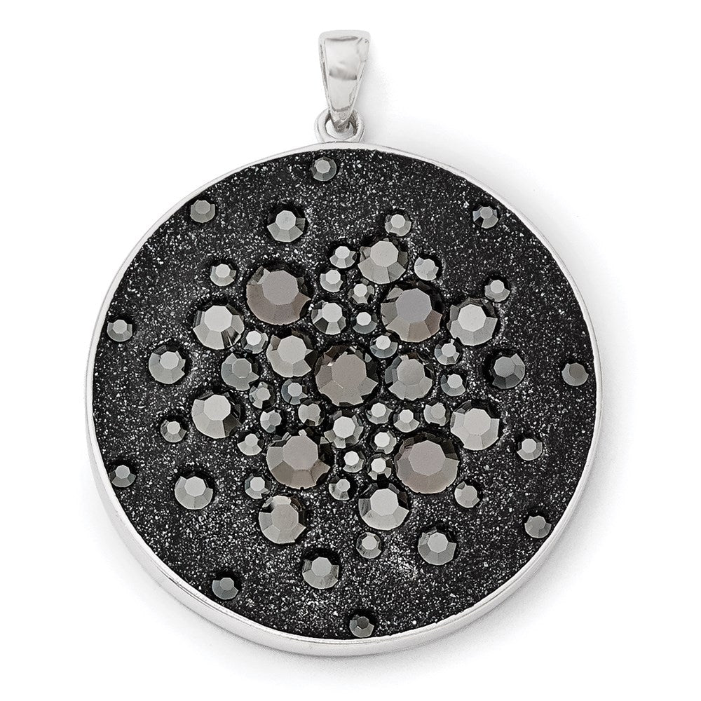 Sterlingsilber Rhodium Schwarz Clay & Preciosa Kristall Rund Anhänger