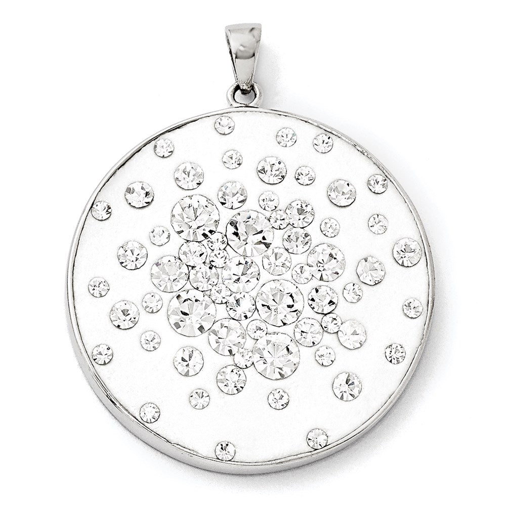 Sterlingsilber Rhodium Weiß Clay & Preciosa Kristall Rund Anhänger