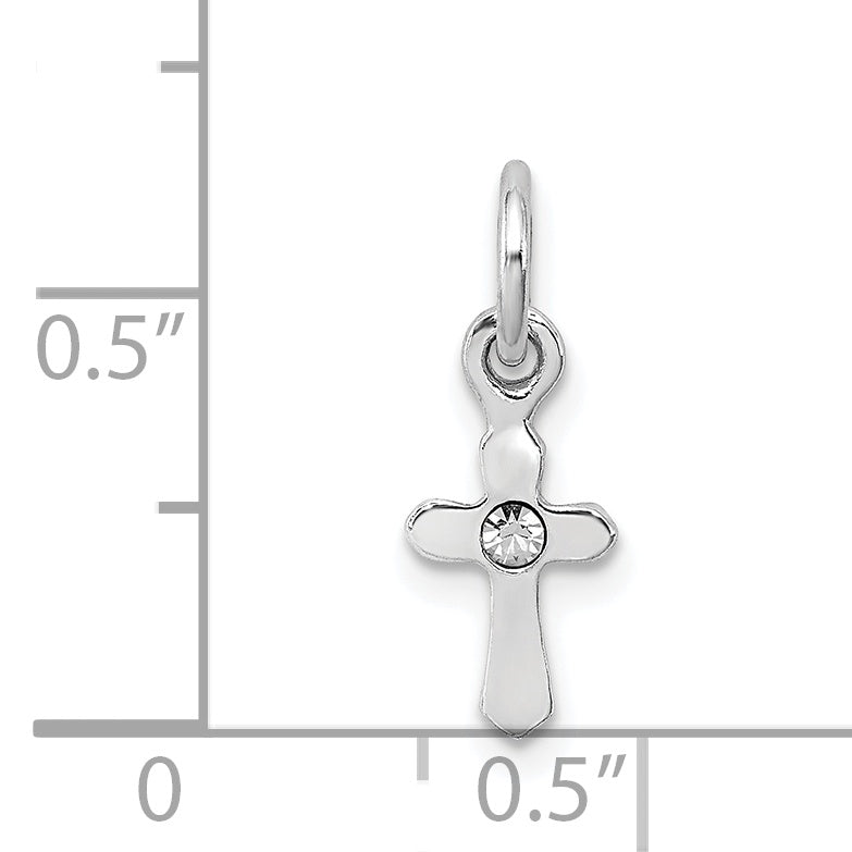 Sterlingsilber Rhodiniert Kind Apr Klar Preciosca Kristall Kreuz Anhänger