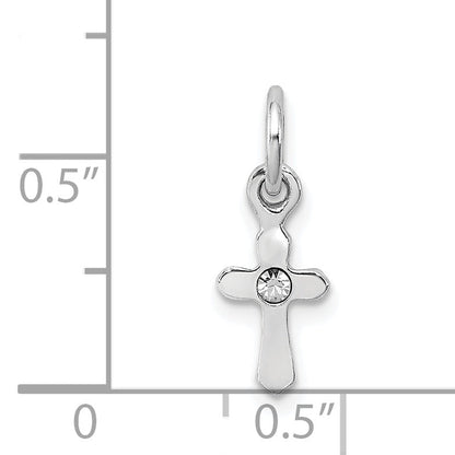 Sterlingsilber Rhodiniert Kind Apr Klar Preciosca Kristall Kreuz Anhänger